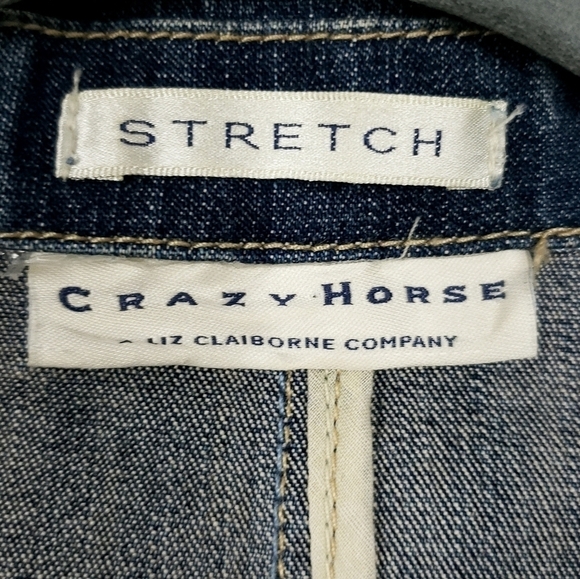 Crazy horse vintage jean jacket wide collar 3 Button Front Approx Medium/ Large - Picture 4 of 7